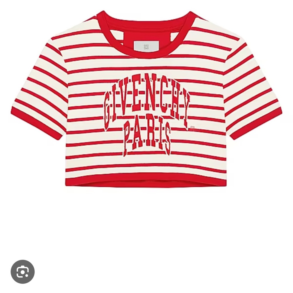 Givenchy Red and White Cropped Tee